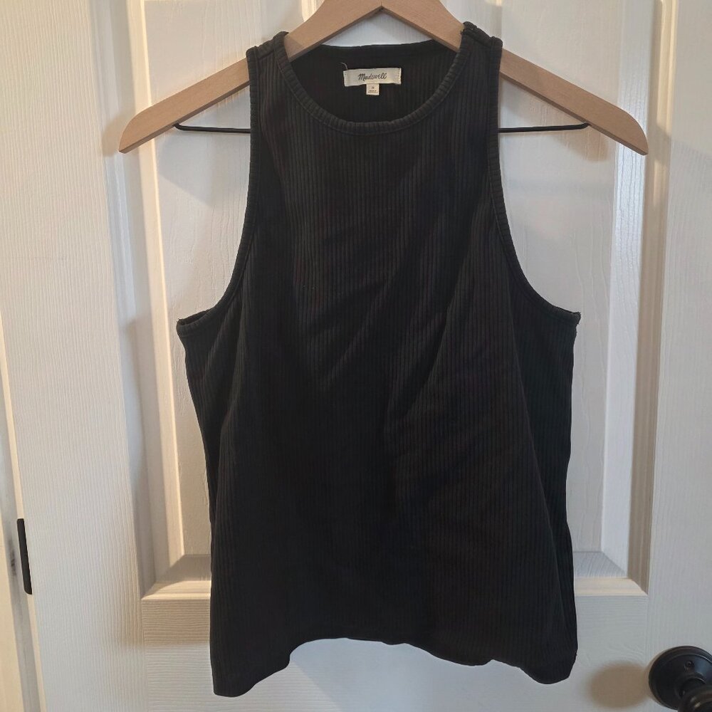 Madewell Black Ribbed Racerback Tank Top Size M Soft Stretch Basic